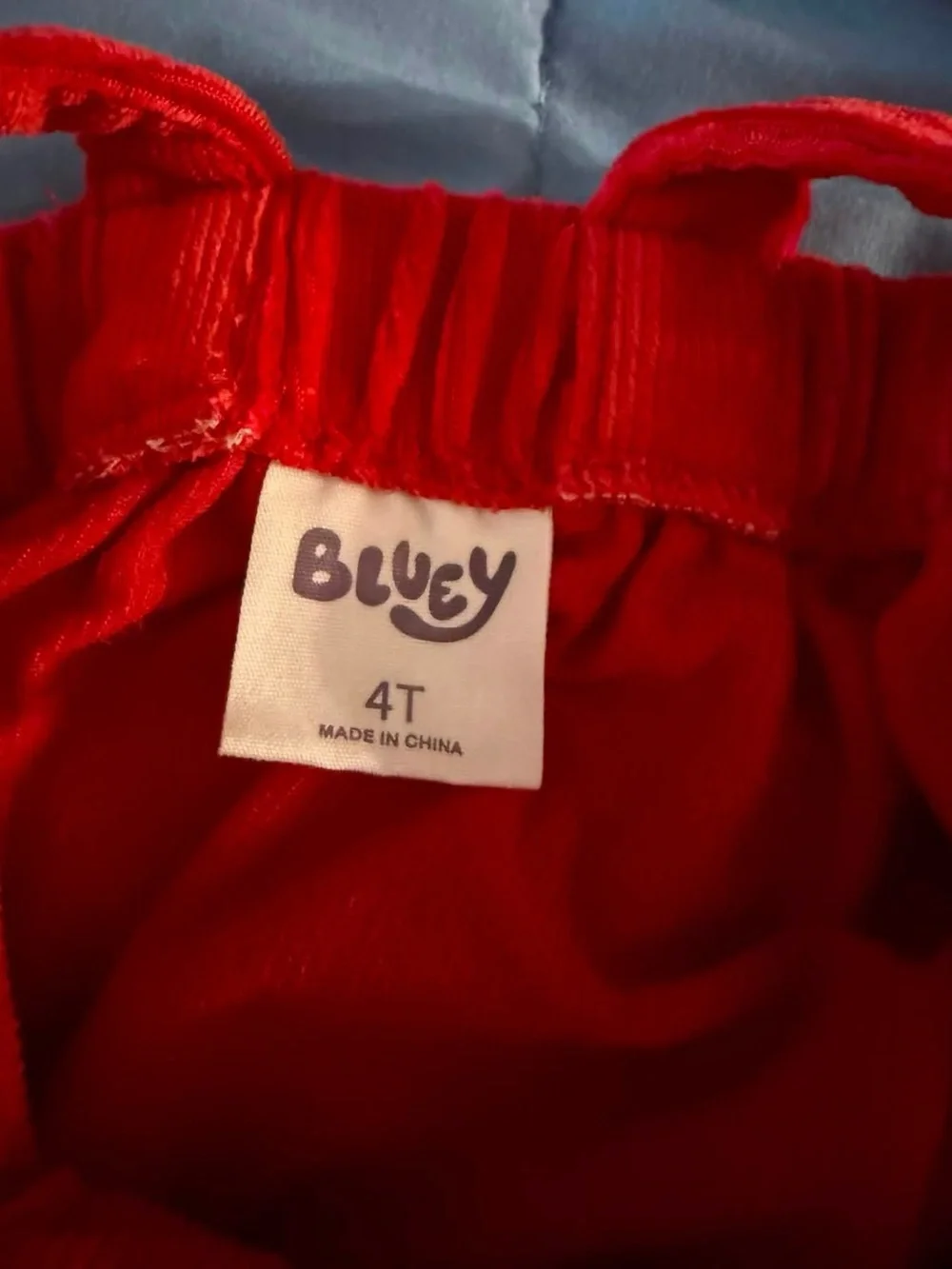 Bluey Red Bow-Accented Corduroy Dress for Kids